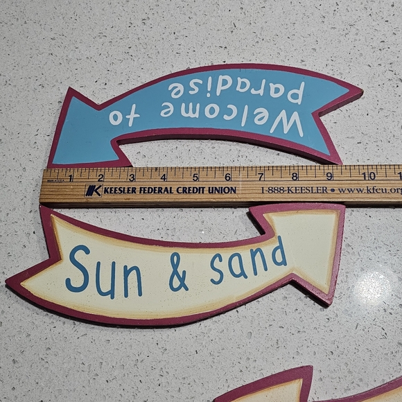 4 Wood Signs Beach โฑ๏ธ Sea ๐ Sun ๐ & Sand Welcome to Paradise L๐K Art - Picture 5 of 14